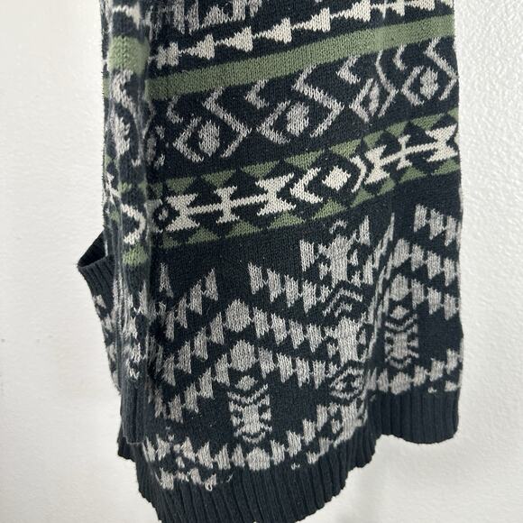 Roxy Cardigan Women Sweater XS/S Blue Green Aztec Tribal Boho Western Open Front - Picture 8 of 14